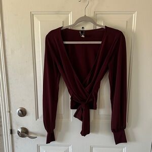 Windsor Deep Red Wrap Blouse
